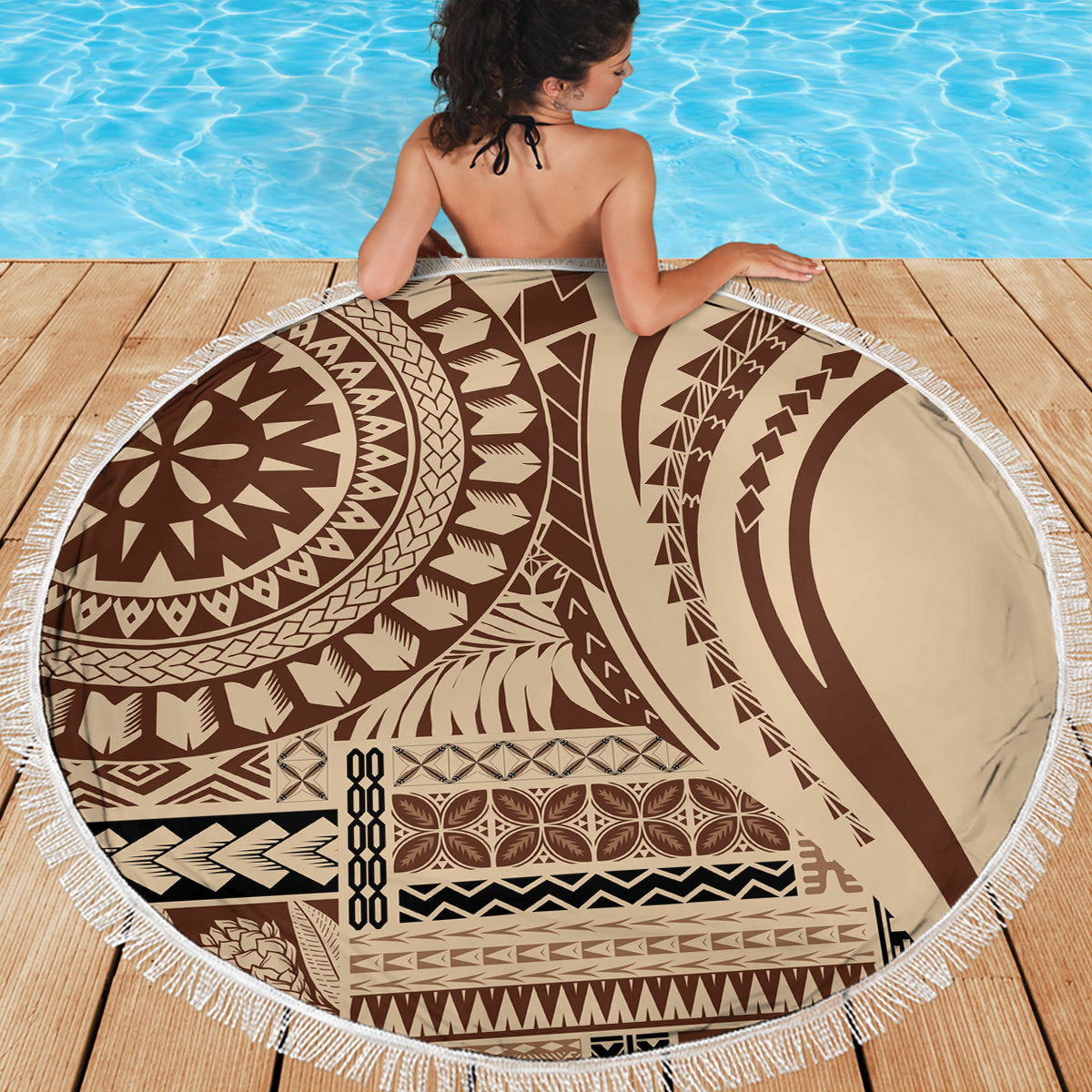 Samoa Siapo Arty Beach Blanket Brown Style LT9 - Wonder Print Shop