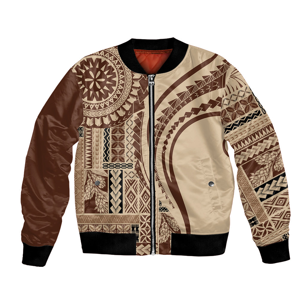 Samoa Siapo Arty Bomber Jacket Brown Style LT9 - Wonder Print Shop