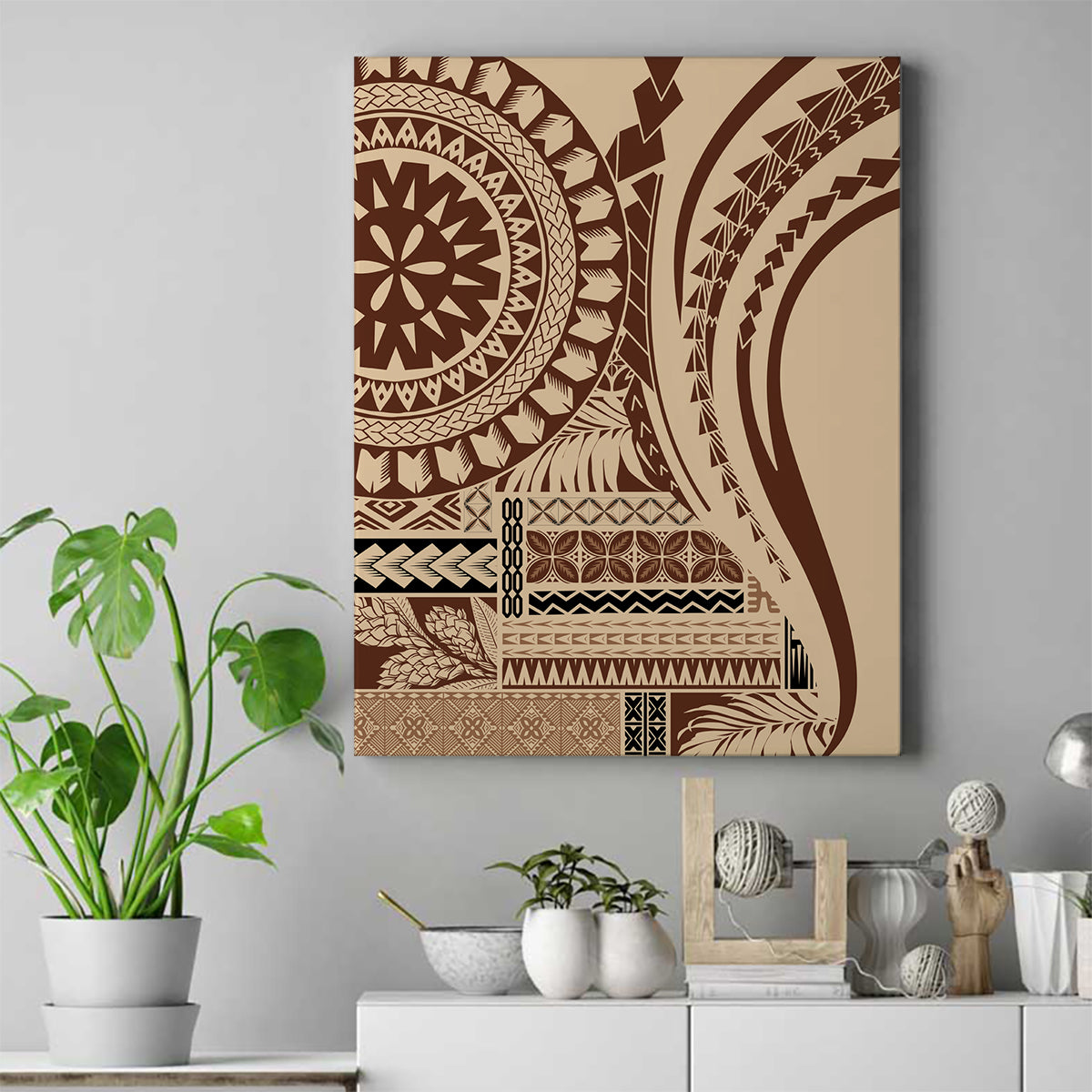 Samoa Siapo Arty Canvas Wall Art Brown Style LT9 - Wonder Print Shop