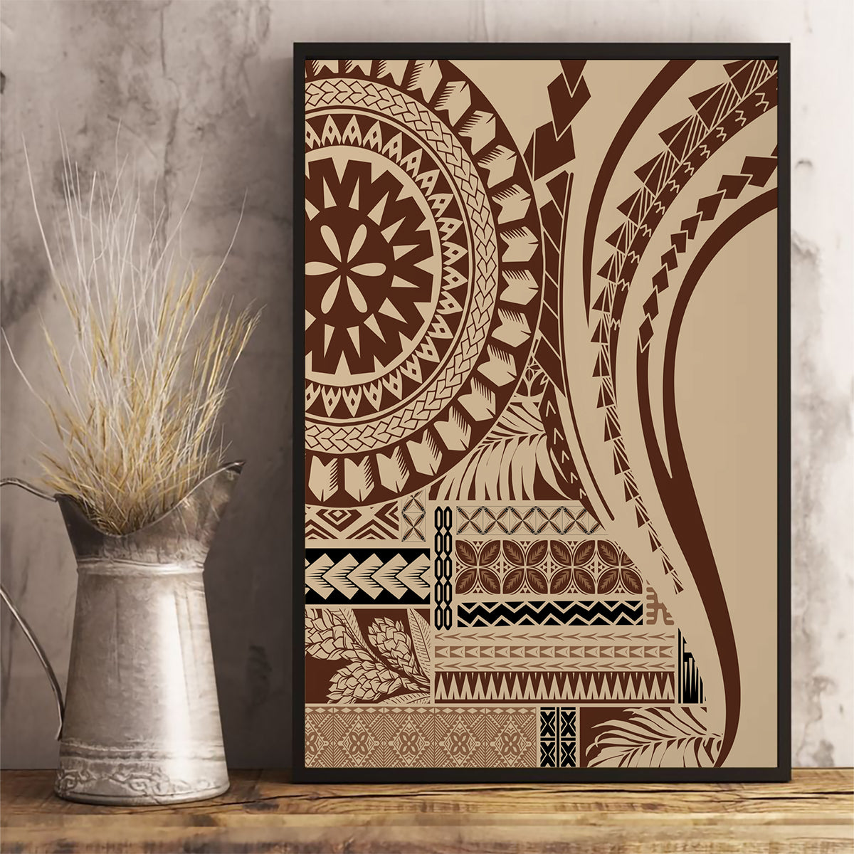Samoa Siapo Arty Canvas Wall Art Brown Style LT9 - Wonder Print Shop