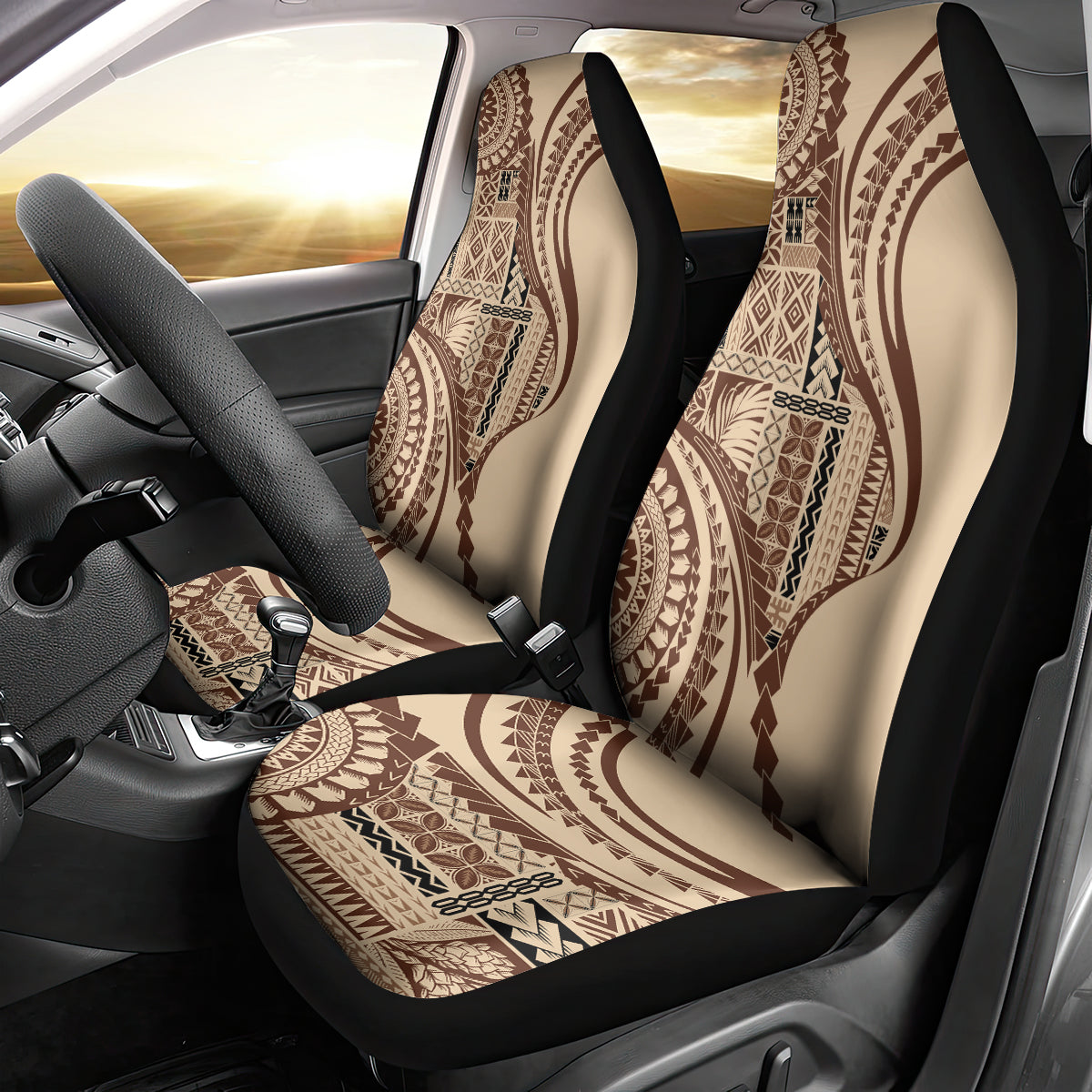 Samoa Siapo Arty Car Seat Cover Brown Style LT9 - Wonder Print Shop