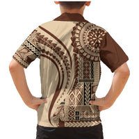 Samoa Siapo Arty Family Matching Mermaid Dress and Hawaiian Shirt Brown Style LT9 - Wonder Print Shop