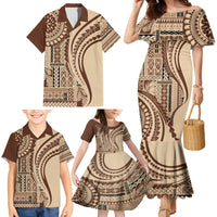 Samoa Siapo Arty Family Matching Mermaid Dress and Hawaiian Shirt Brown Style LT9 - Wonder Print Shop