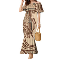 Samoa Siapo Arty Family Matching Mermaid Dress and Hawaiian Shirt Brown Style LT9 - Wonder Print Shop