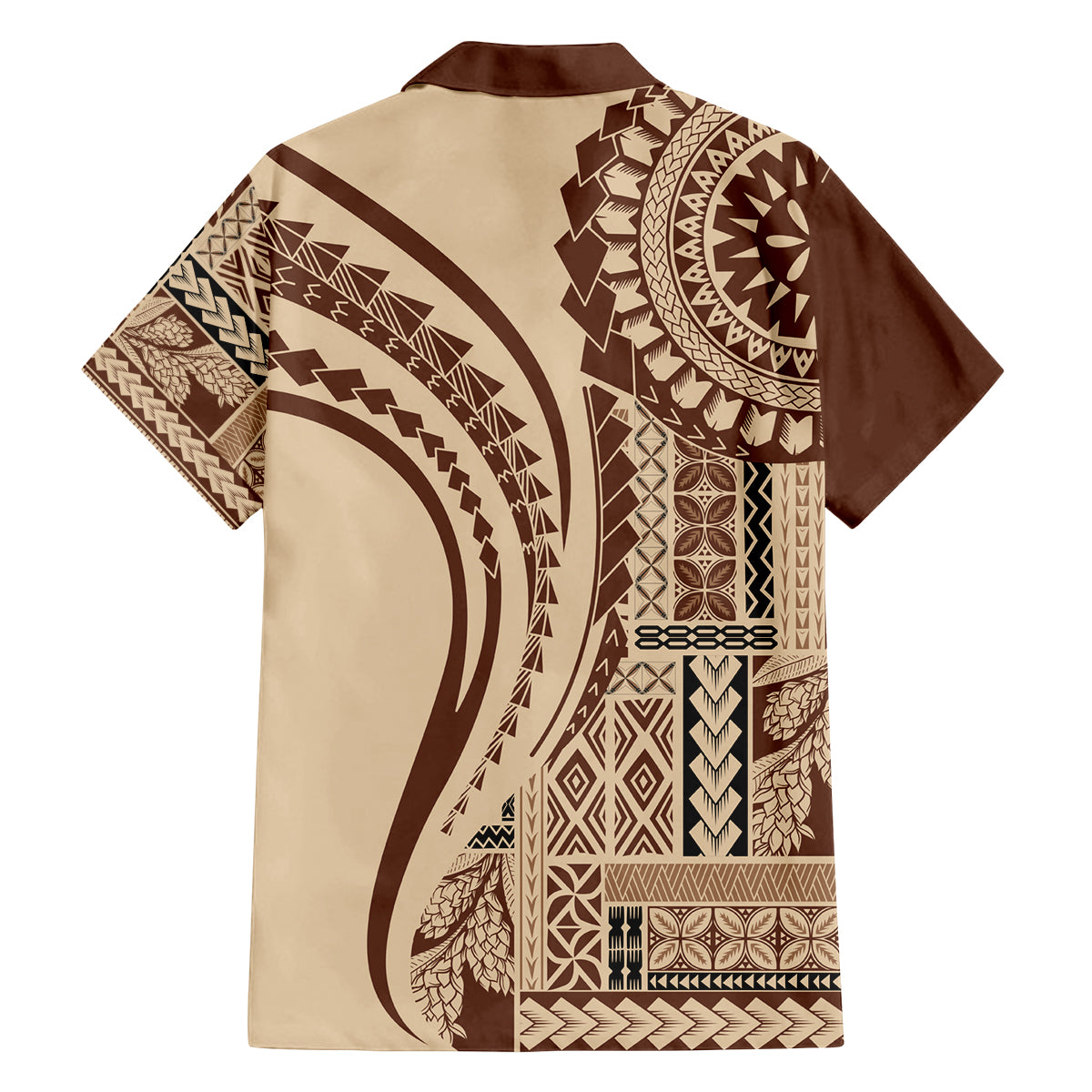 Samoa Siapo Arty Family Matching Off Shoulder Long Sleeve Dress and Hawaiian Shirt Brown Style - Wonder Print Shop