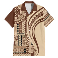 Samoa Siapo Arty Family Matching Short Sleeve Bodycon Dress and Hawaiian Shirt Brown Style - Wonder Print Shop