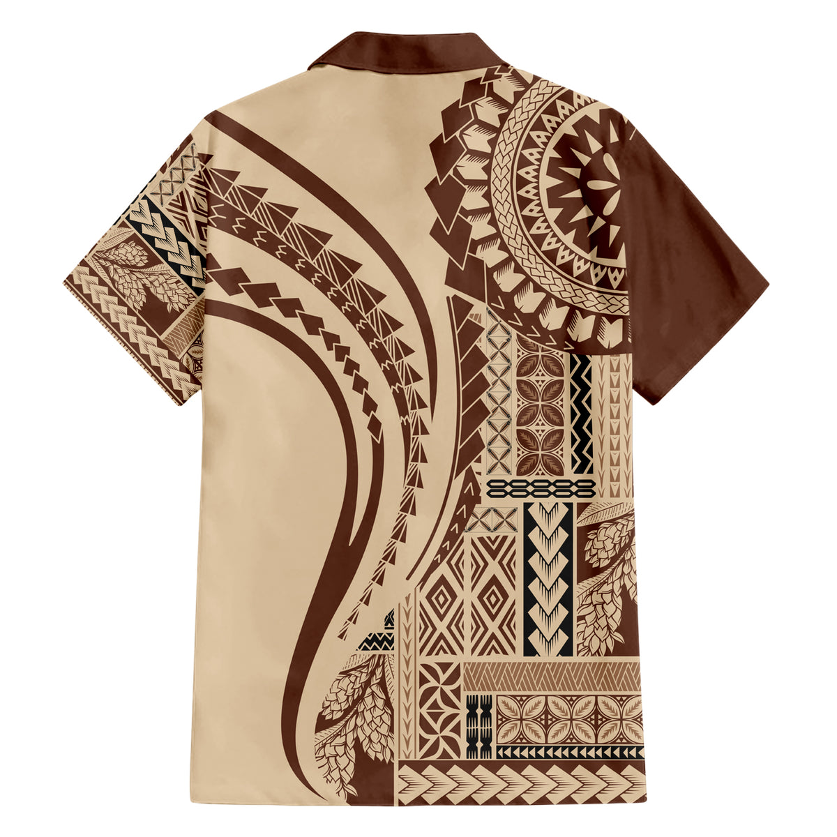Samoa Siapo Arty Family Matching Short Sleeve Bodycon Dress and Hawaiian Shirt Brown Style - Wonder Print Shop