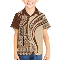 Samoa Siapo Arty Family Matching Summer Maxi Dress and Hawaiian Shirt Brown Style - Wonder Print Shop