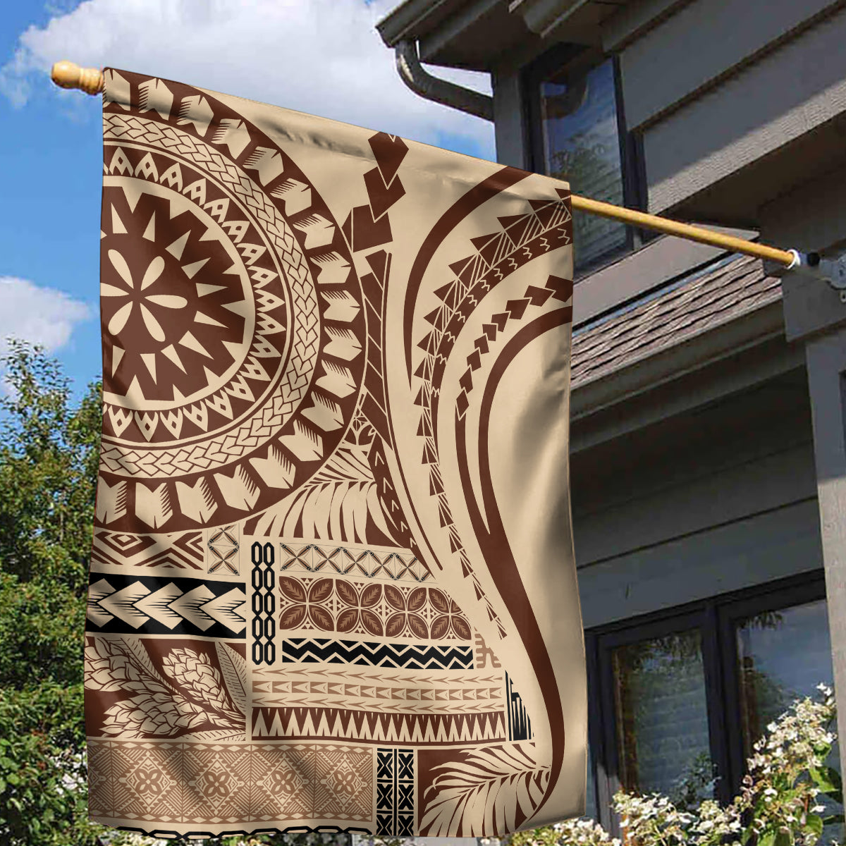 Samoa Siapo Arty Garden Flag Brown Style - Wonder Print Shop
