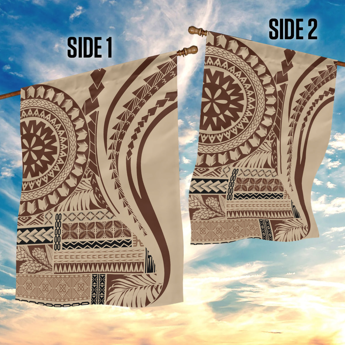 Samoa Siapo Arty Garden Flag Brown Style - Wonder Print Shop