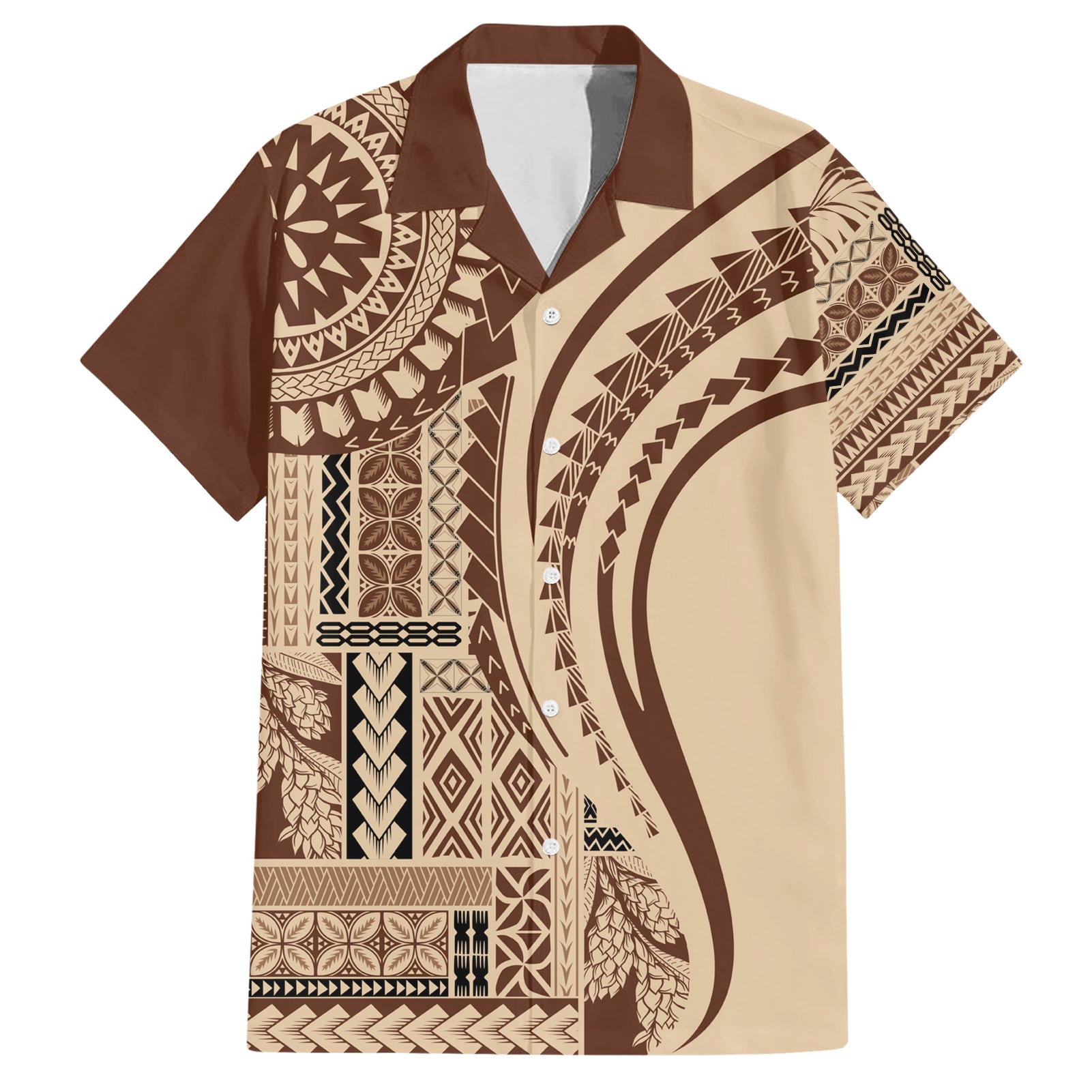 Samoa Siapo Arty Hawaiian Shirt Brown Style - Wonder Print Shop