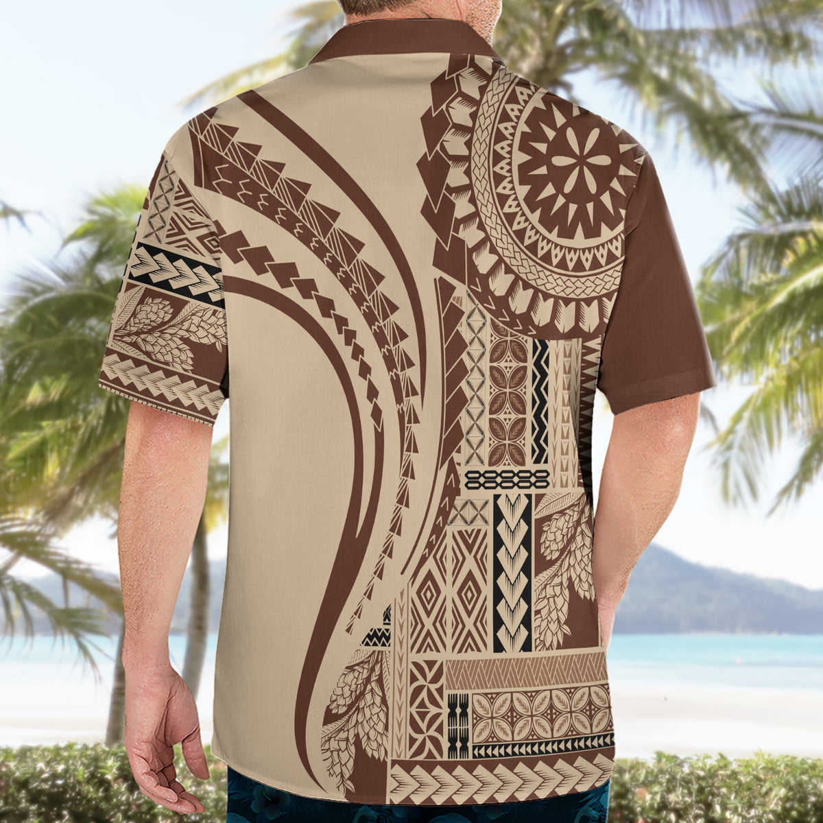 Samoa Siapo Arty Hawaiian Shirt Brown Style - Wonder Print Shop