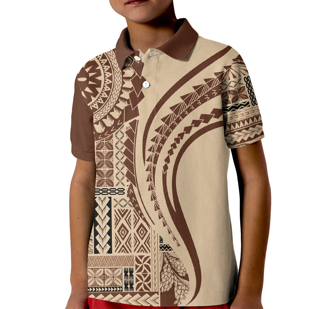 Samoa Siapo Arty Kid Polo Shirt Brown Style - Wonder Print Shop