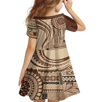 Samoa Siapo Arty Kid Short Sleeve Dress Brown Style - Wonder Print Shop