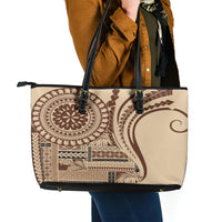 Samoa Siapo Arty Leather Tote Bag Brown Style - Wonder Print Shop