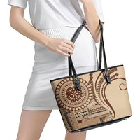 Samoa Siapo Arty Leather Tote Bag Brown Style - Wonder Print Shop