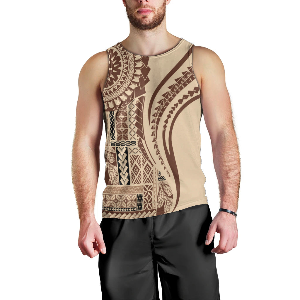 Samoa Siapo Arty Men Tank Top Brown Style - Wonder Print Shop