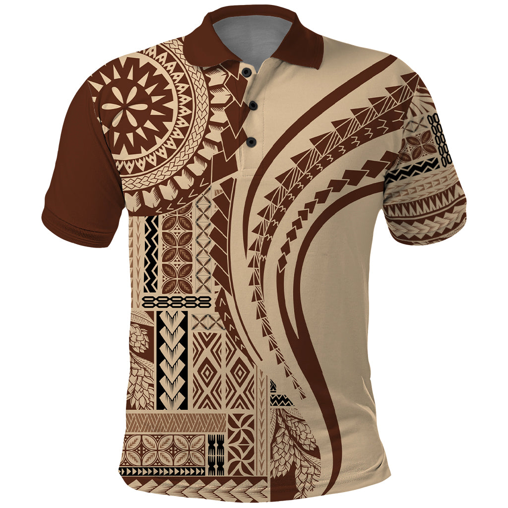 Samoa Siapo Arty Polo Shirt Brown Style - Wonder Print Shop