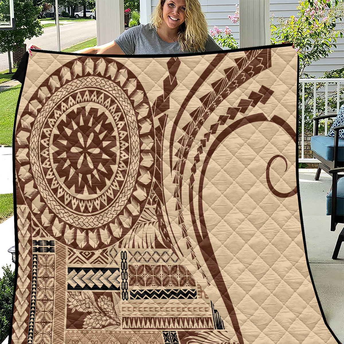 Samoa Siapo Arty Quilt Brown Style - Wonder Print Shop