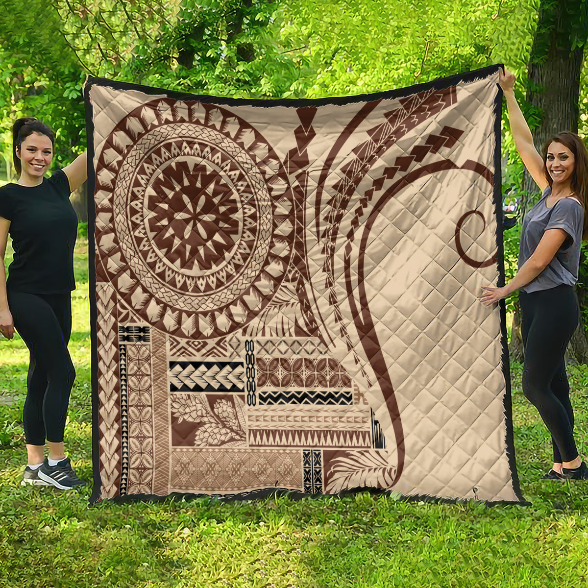 Samoa Siapo Arty Quilt Brown Style - Wonder Print Shop