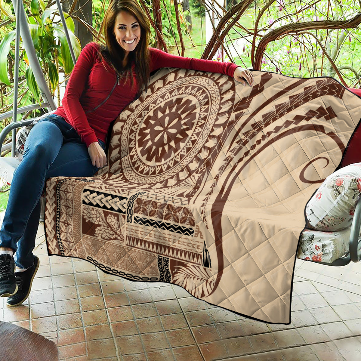 Samoa Siapo Arty Quilt Brown Style - Wonder Print Shop