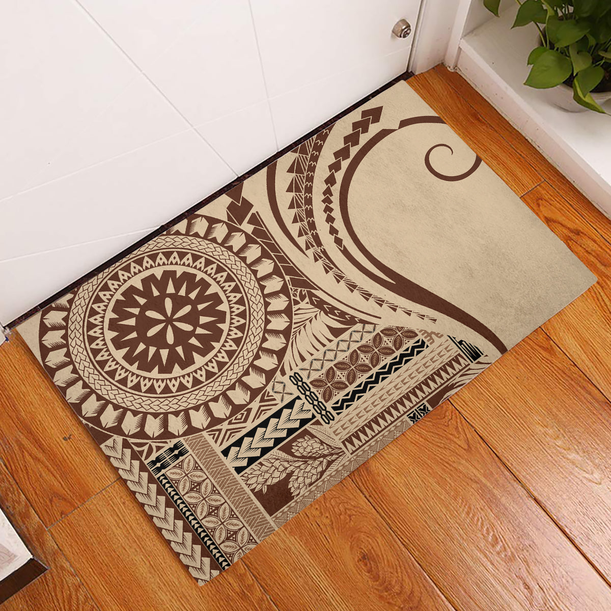 Samoa Siapo Arty Rubber Doormat Brown Style - Wonder Print Shop