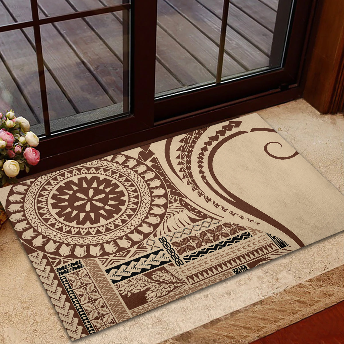 Samoa Siapo Arty Rubber Doormat Brown Style - Wonder Print Shop