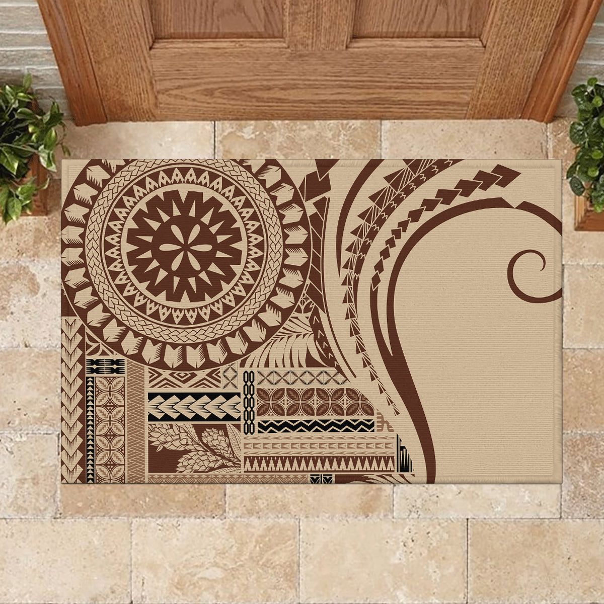 Samoa Siapo Arty Rubber Doormat Brown Style - Wonder Print Shop