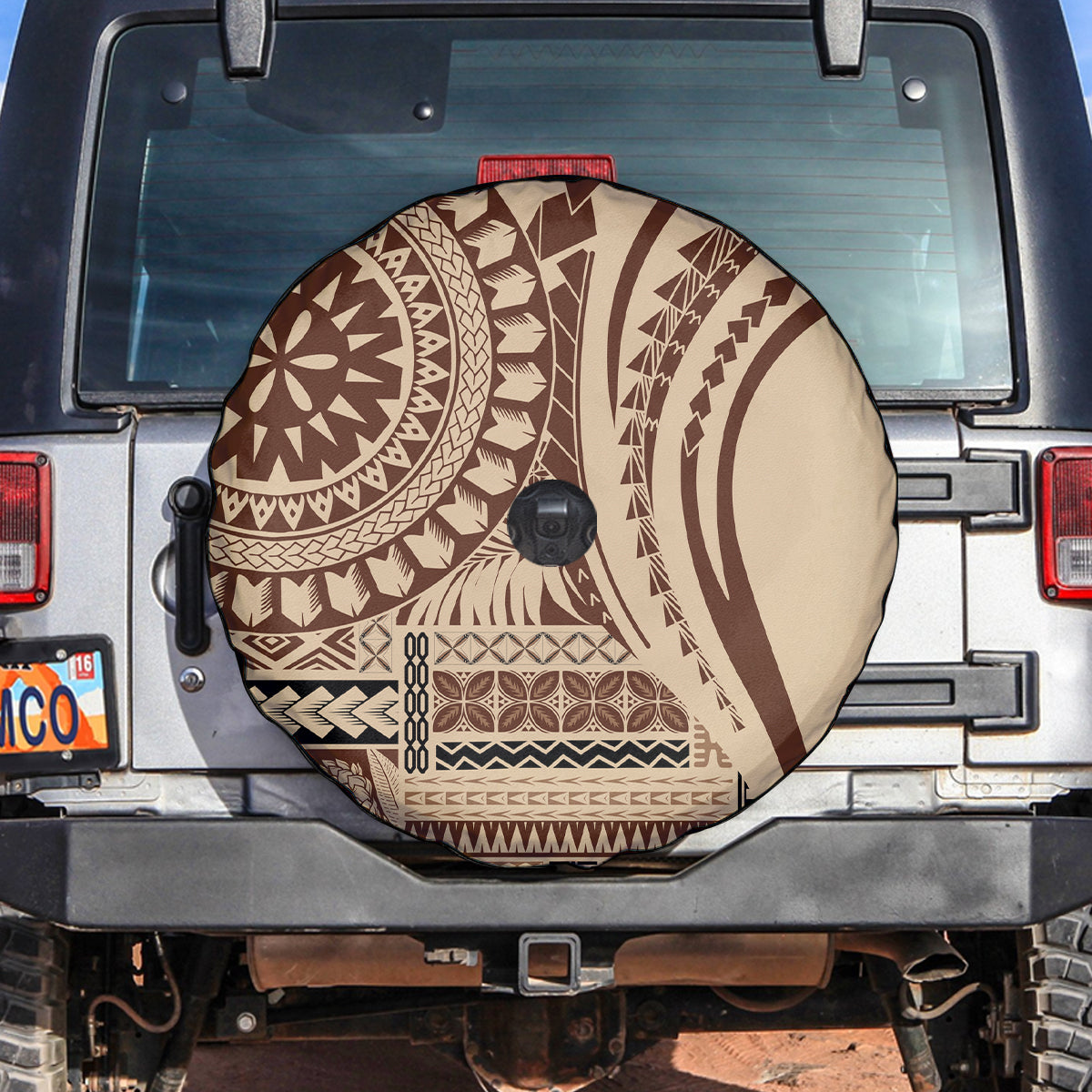 Samoa Siapo Arty Spare Tire Cover Brown Style - Wonder Print Shop