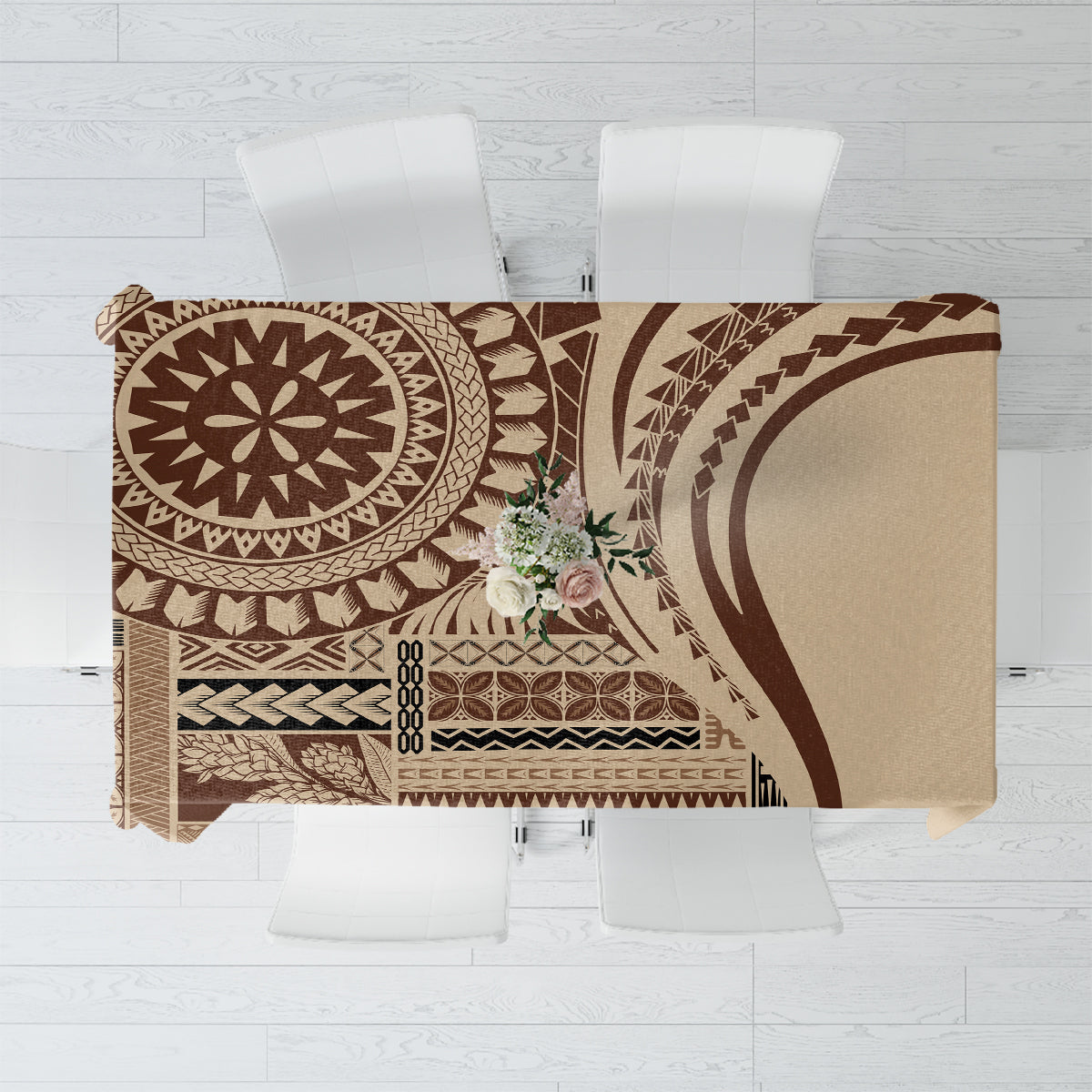 Samoa Siapo Arty Tablecloth Brown Style - Wonder Print Shop