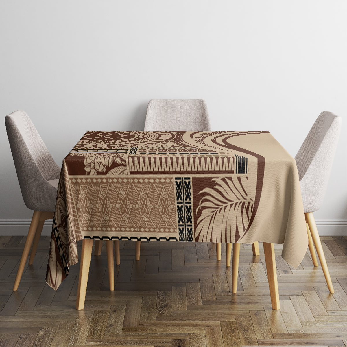 Samoa Siapo Arty Tablecloth Brown Style - Wonder Print Shop