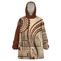 Samoa Siapo Arty Wearable Blanket Hoodie Brown Style - Wonder Print Shop