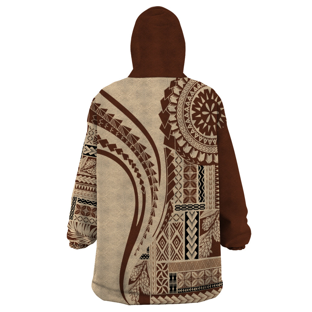 Samoa Siapo Arty Wearable Blanket Hoodie Brown Style - Wonder Print Shop