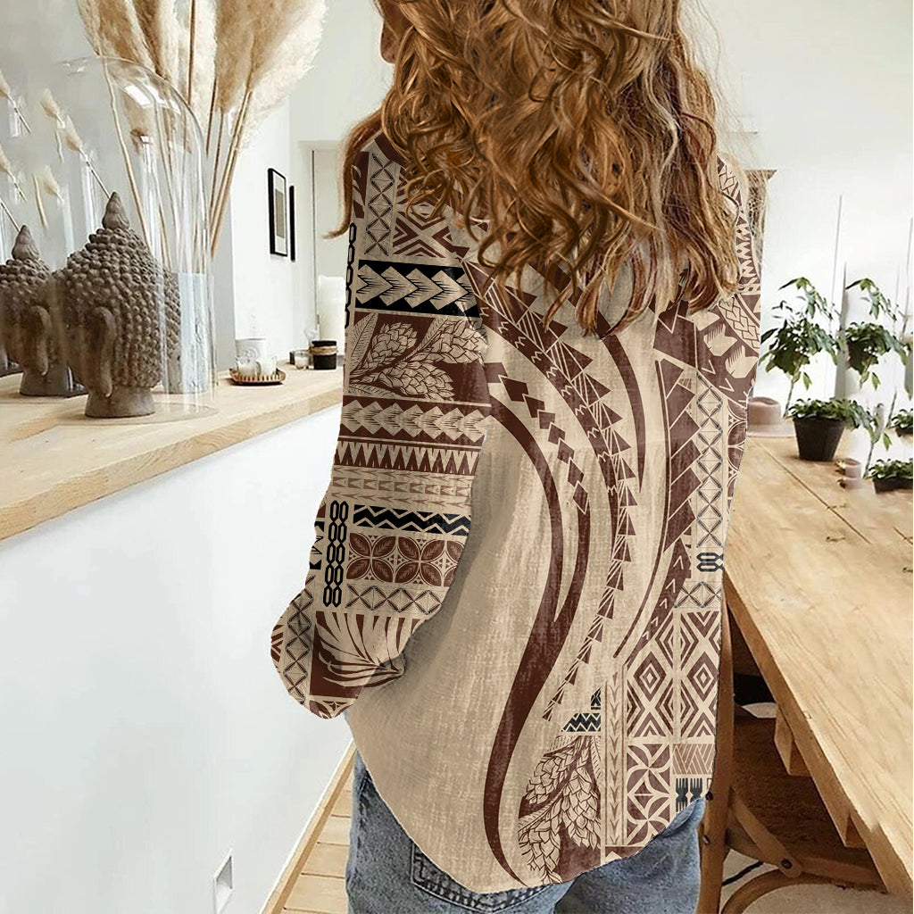 Samoa Siapo Arty Women Casual Shirt Brown Style - Wonder Print Shop