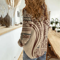 Samoa Siapo Arty Women Casual Shirt Brown Style - Wonder Print Shop