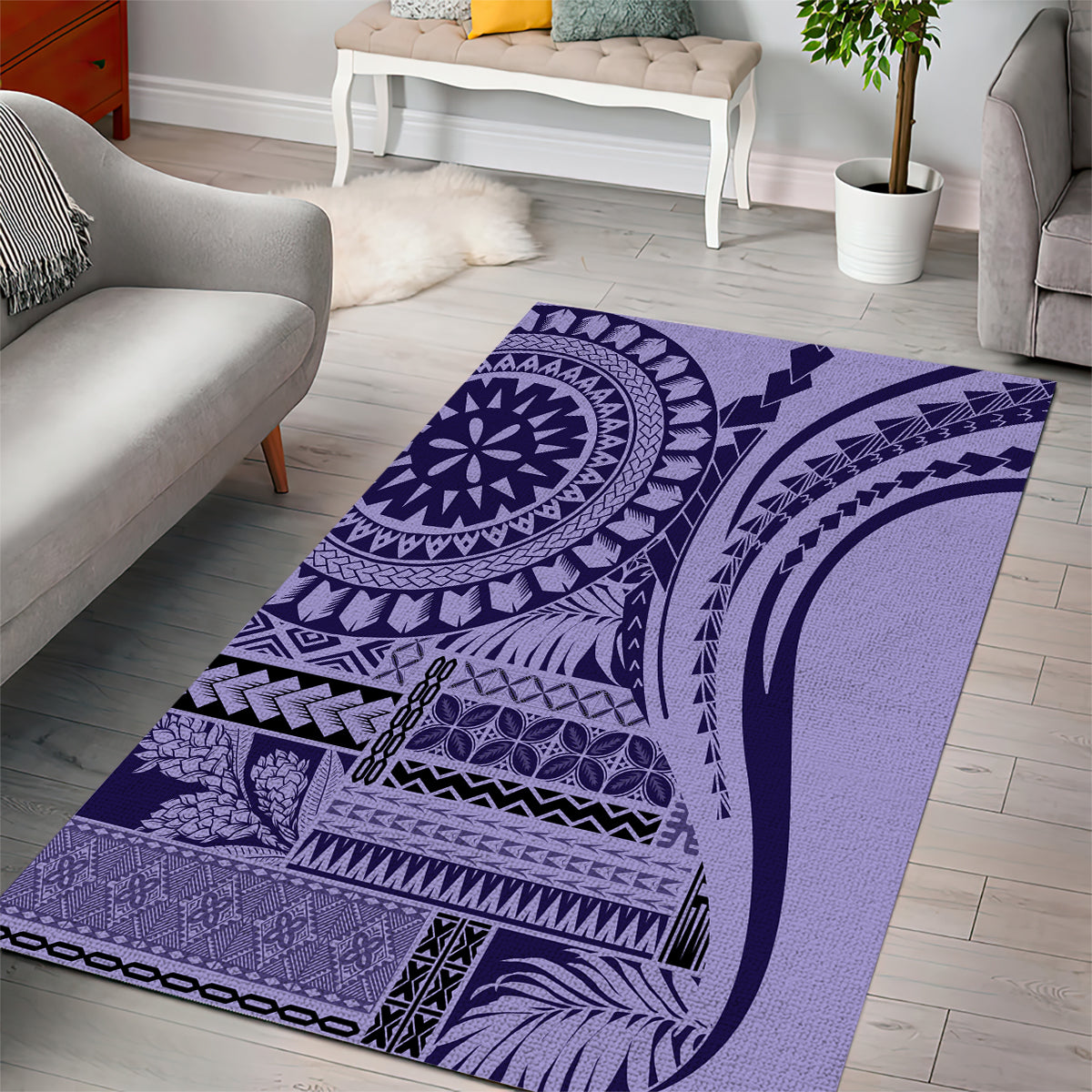 Samoa Siapo Arty Area Rug Purple Style LT9 - Wonder Print Shop