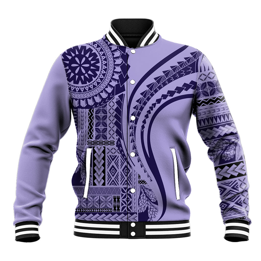 Samoa Siapo Arty Baseball Jacket Purple Style LT9 - Wonder Print Shop