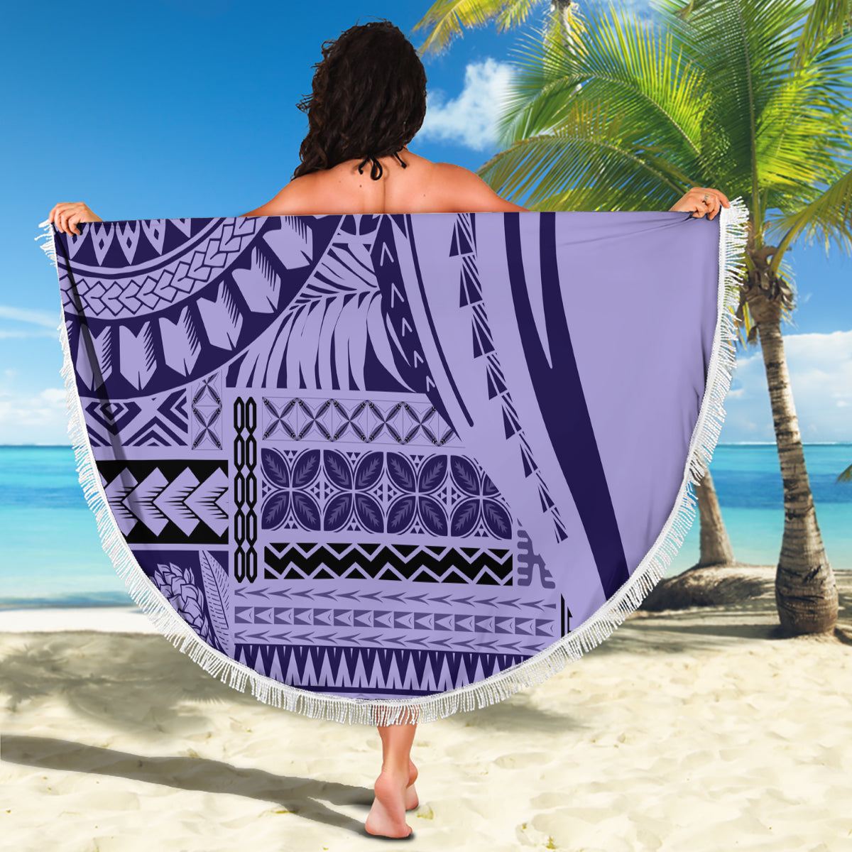 Samoa Siapo Arty Beach Blanket Purple Style LT9 - Wonder Print Shop