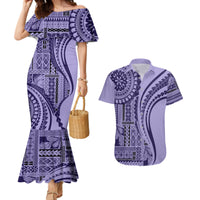 Samoa Siapo Arty Couples Matching Mermaid Dress and Hawaiian Shirt Purple Style LT9 - Wonder Print Shop