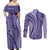 Samoa Siapo Arty Couples Matching Off Shoulder Maxi Dress and Long Sleeve Button Shirt Purple Style LT9 - Wonder Print Shop