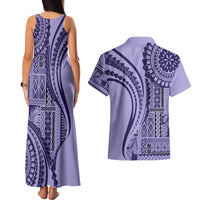 Samoa Siapo Arty Couples Matching Tank Maxi Dress and Hawaiian Shirt Purple Style LT9 - Wonder Print Shop