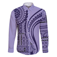 Samoa Siapo Arty Family Matching Long Sleeve Bodycon Dress and Hawaiian Shirt Purple Style LT9 - Wonder Print Shop