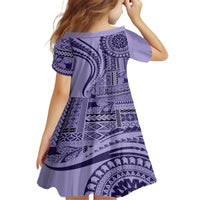 Samoa Siapo Arty Family Matching Off Shoulder Long Sleeve Dress and Hawaiian Shirt Purple Style - Wonder Print Shop