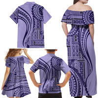 Samoa Siapo Arty Family Matching Off Shoulder Maxi Dress and Hawaiian Shirt Purple Style LT9 - Wonder Print Shop