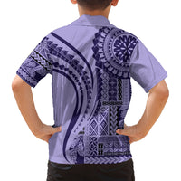 Samoa Siapo Arty Family Matching Off Shoulder Short Dress and Hawaiian Shirt Purple Style LT9 - Wonder Print Shop
