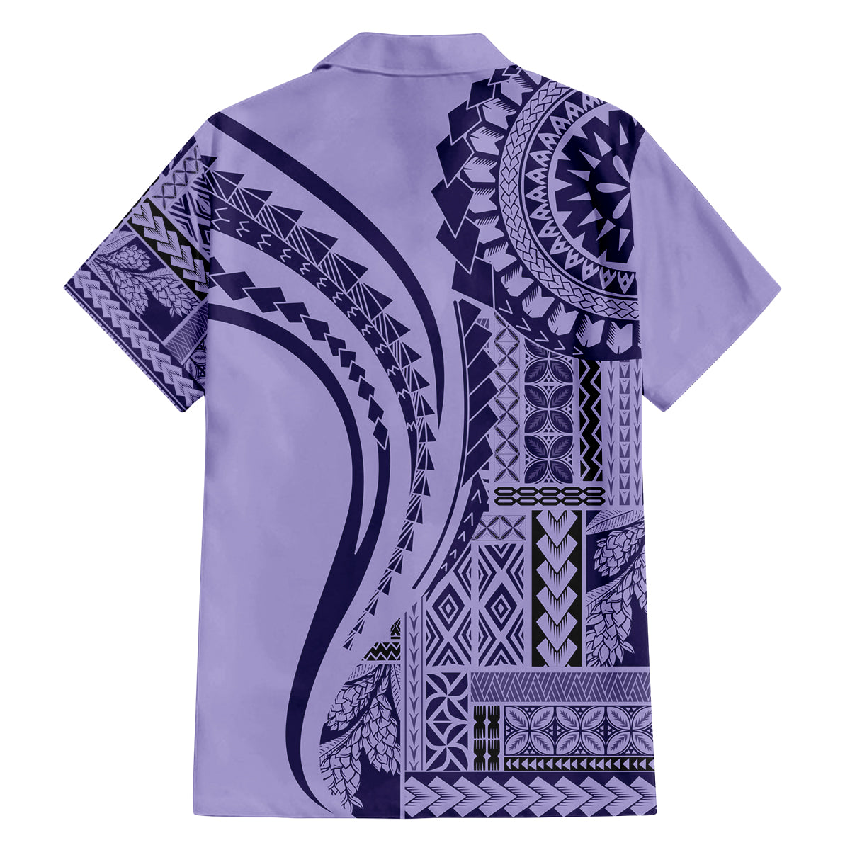 Samoa Siapo Arty Family Matching Off Shoulder Short Dress and Hawaiian Shirt Purple Style LT9 - Wonder Print Shop
