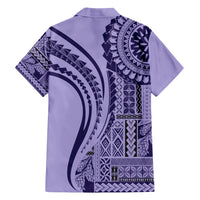 Samoa Siapo Arty Family Matching Short Sleeve Bodycon Dress and Hawaiian Shirt Purple Style - Wonder Print Shop