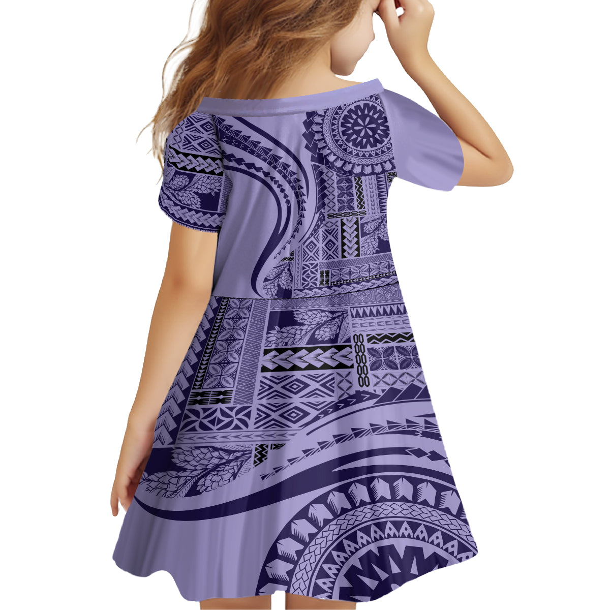 Samoa Siapo Arty Family Matching Tank Maxi Dress and Hawaiian Shirt Purple Style - Wonder Print Shop