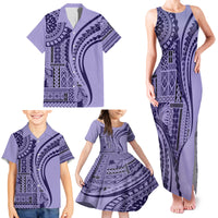 Samoa Siapo Arty Family Matching Tank Maxi Dress and Hawaiian Shirt Purple Style - Wonder Print Shop