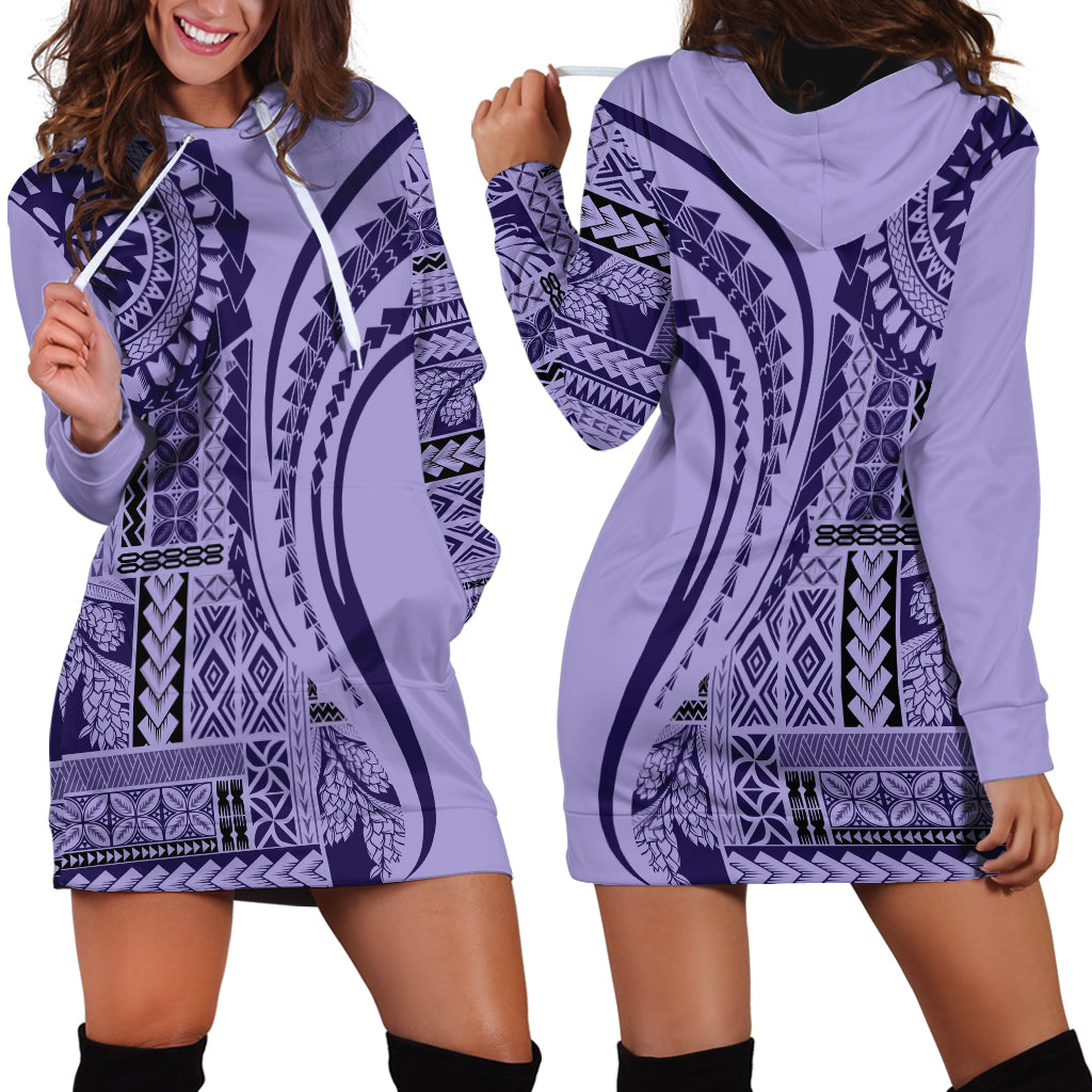 Samoa Siapo Arty Hoodie Dress Purple Style - Wonder Print Shop